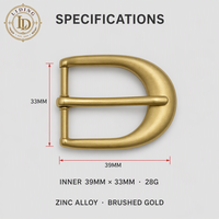 Damen D-Form Hufeisen-Gürtelschnalle Gebürstetes Gold Zinklegierung D-Ring Mode Taillengürtel 39mm 33mm Großhandel
