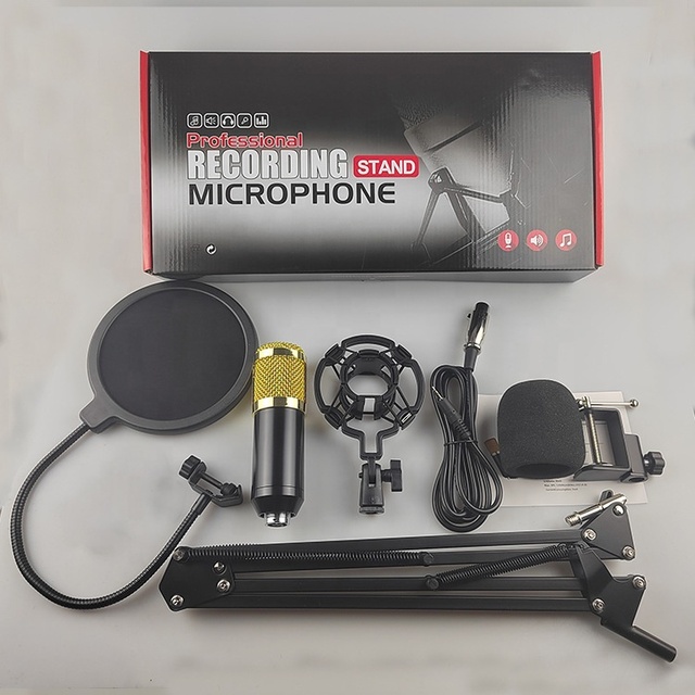 New Sell BM800 Bm800 Studio Gooseneck Condenser Microphone Set With USB Sound Card for Studio Recording Broadcasting Bm-800
