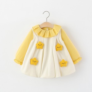 Set di Vestiti per <span class=keywords><strong>Bambina</strong></span> con Colletto a Volant e Decorazione a Stella, Abito a Due Pezzi a Maniche Lunghe per Uso Quotidiano e Feste, Primavera-Autunno - Product Image 3