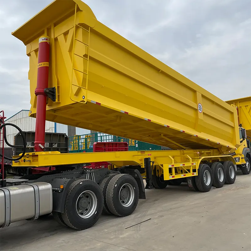 Tugas berat 3 Axle 38cbm belakang Dump Semi Trailer Tipper truk Trailer Dump Trailer