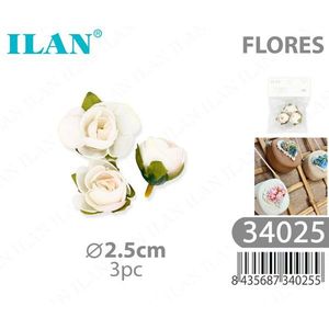 ILAN Fiori Artificiali Rosa Bianca 2,5cm per Decorazione Torte 3pz - Product Image 3