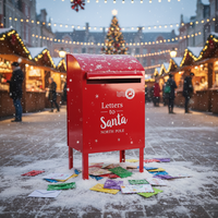Buzón Navideño Vintage con Logotipo Personalizado, Buzón de Hierro Impermeable, Buzón de Papá Noel para Jardín, Patio, Fiesta al Aire Libre