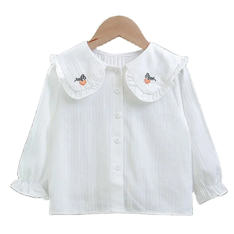 Peuter Meisjes Witte Blouses Baby Meisjes Shirts Voor Kids Kleding Lange Mouwen Katoen Schooluniform Print Tops