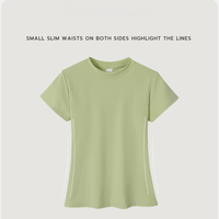 T-shirt pour femme à col rond, coupe ajustée, personnalisé par un designer, logo en strass personnalisé, t-shirts à manches courtes sexy et tendance pour femmes