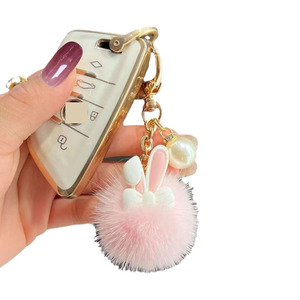 <span class=keywords><strong>Porte</strong></span>-<span class=keywords><strong>clés</strong></span> pelucheux en fausse <span class=keywords><strong>fourrure</strong></span> avec oreilles de lapin et <span class=keywords><strong>pompon</strong></span> pour femmes, accessoires de voiture, mini <span class=keywords><strong>pompon</strong></span> - Product Image 5