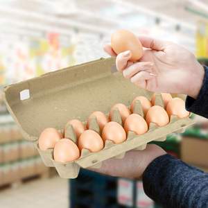 펄프 종이 계란 상자 적층 가능 생분해성 재활용 가능 대량 2x6 계란 12개입 식품용 슈퍼마켓 주방용 - Product Image 6