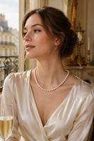 Collier en alliage de perles d'eau douce naturelles, style pastoral |   Collier ras du cou en perles de riz de 6-8 mm |   Bijoux en perles blanches crème à haute brillance |