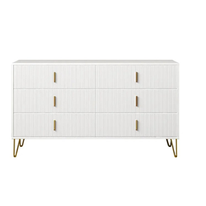 <span class=keywords><strong>Commode</strong></span> blanche <span class=keywords><strong>moderne</strong></span> avec armoire à 6 tiroirs, armoire latérale pour le salon - Product Image 1
