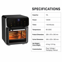 Friteuse à Air Électrique Entièrement Automatique et Intelligente, Grande Capacité de 10L, Four Multifonction Visuel et Multicouche pour la Maison