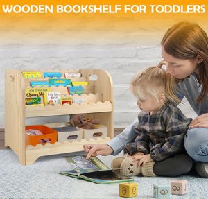 Librería Infantil Resistente de 5 Niveles, Estantería de Madera para Niños con Estantes Festoneados, Librería Montessori para Niños - Product Image 4
