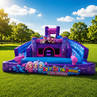Château gonflable commercial en PVC avec toboggan et piscine pour événements et locations de fêtes d'anniversaire pour enfants