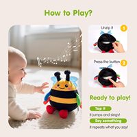Hahaland Peluche Abeille Musicale et Vibrante pour le Temps sur le Ventre, 6-12 Mois, 31-50cm, Unisexe, Cadeau pour Bébé