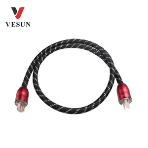 Kabel Daya pria ke wanita, berlapis emas Audiophile kabel daya Hifi Plug US/EU untuk Subwoofer/amplifier/dv/av