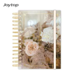 Joytop 2023 sampul keras tidak bertanggal perencanaan pengantin buku harian emas Spiral Binding Hardcover kertas hadiah pernikahan tamu buku perencana