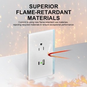 New khuôn nam Mỹ tiêu chuẩn ổ cắm chúng tôi ổ cắm với <span class=keywords><strong>USB</strong></span> loại một loại C sạc cổng 5V 2.1A chống cháy PC & Glass Bảng điều chỉnh - Product Image 3