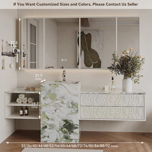 Muebles de Baño de Lujo de 36-92 Pulgadas con Lavabo Individual, Mueble de Madera Maciza con Cajones, Mueble Flotante con Lavabo Individual - Product Image 6