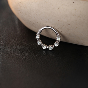 Single S925 Sterling <b>Silver</b> Moissanite Ear Cuff Daith Rook <b>Nose</b> <b>Ring</b> Hypoallergenic Lightweight Stylish Minimalist Jewelry Gift - Product Image 4
