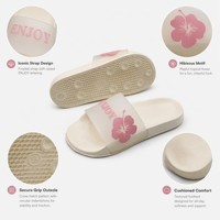 Sandalias Unisex Personalizadas OEM con Suela Antideslizante de EVA, Correa de PVC, Diseño de Flor de Hibisco, Blancas, para Vacaciones de Verano Hawaianas