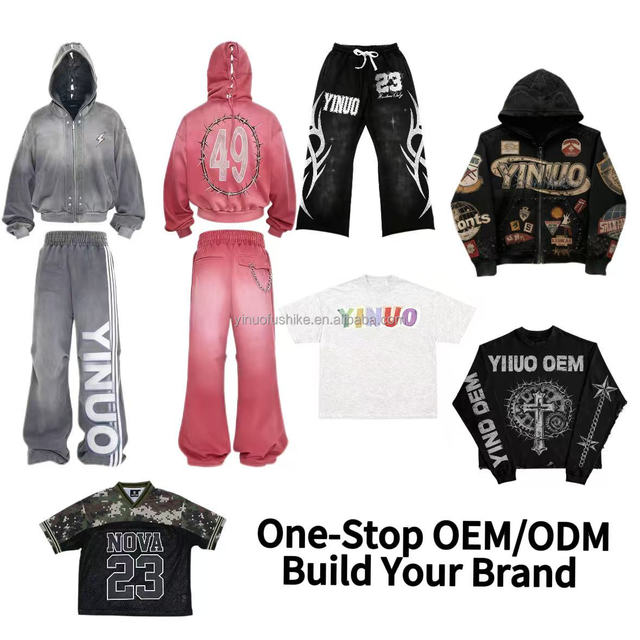 OEM Brand LOGO Small Orders Custom Designer Clothing Manufacturers Clothes Streetwear Sweatsuits Hoodie Sets Men Tracksuits