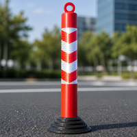 Borne de sécurité routière flexible auto-redressante en PE de 20 pouces (500 mm) avec base en caoutchouc, réfléchissante, pour parking et signalisation au sol