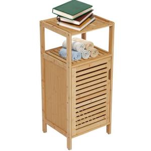 Moderno Mueble Vertical de Bambú para Baño, Organizador de Artículos del Hogar, Estante para Especias con Puerta, Fácil de Instalar - Product Image 3