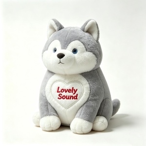 Peluche personalizado de husky siberiano, juguete de husky gris, peluche de husky con corazón, lindo peluche de perro. - Product Image 1