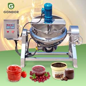 Marmite de cuisson à vapeur inclinable avec agitateur pour confiture de caramel et sucre, marmite de cuisson industrielle avec mélangeur intégré - Product Image 1