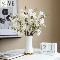 Nouvelle arrivée fleurs de printemps soie pêche fleur de cerisier 49cm fleur branche artificielle pour la décoration de mariage de fête à la maison
