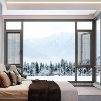 Ventanas Estándar de Aluminio con Doble Acristalamiento y Puertas y Ventanas Abatibles de Aleación de Aluminio Negro con Accesorios