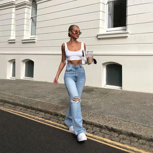 Celana Jins Denim Kurus, Celana Jins Denim Bawah Bell Ketat - Product Image 3