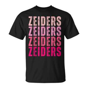 T-shirt vintage con nome personalizzato Zeiders, design sfumato nero e rosa - Product Image 1
