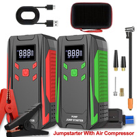 Démarreur de voiture portable 4 en 1 12V et compresseur d'air multifonction, booster de batterie au lithium, gonfleur de pneus