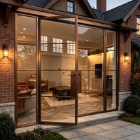 Porte d'entrée extérieure moderne à ouverture latérale, en alliage d'aluminium, avec isolation phonique et vitrage, dernière conception, efficacité énergétique