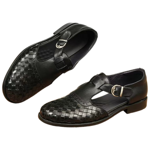 Sandales décontractées pour hommes, sandales en cuir respirantes de haute qualité, légères et élégantes, pantoufles en cuir véritable - Product Image 1