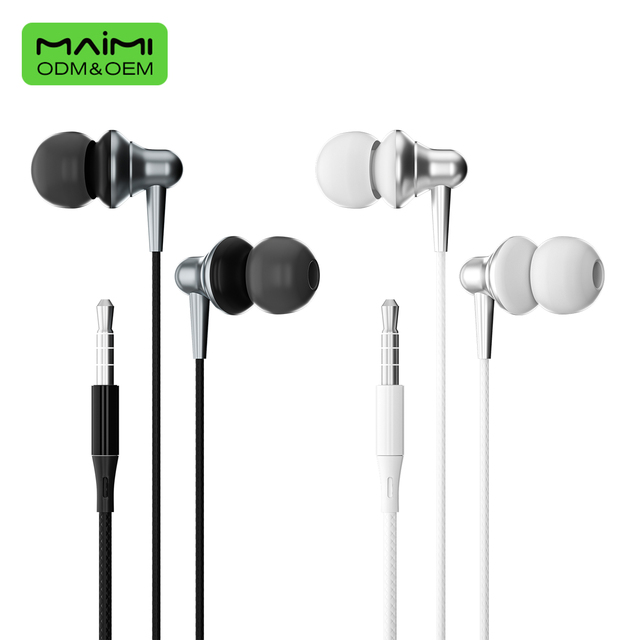 Premium 1.2M TPE Wired Headphones 3.5mm Metal Plug High Sensitivity 96dB In-ear Earphones with Microphone for Smart Devices