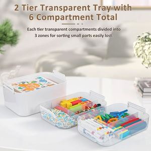 3-Layer Plastic Craft Organizers and Storage Box with Removable Trays, Storage Containers with Lids and Handle - Product Image 4
