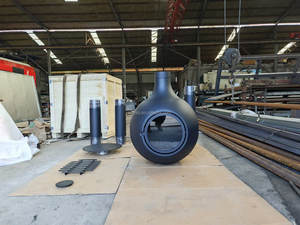 Chimenea Esférica Personalizable para Interiores, <span class=keywords><strong>con</strong></span> Ventana <span class=keywords><strong>de</strong></span> Vidrio, para Calentar <span class=keywords><strong>con</strong></span> <span class=keywords><strong>Leña</strong></span> Real, Colgante y Suspendida - Product Image 5