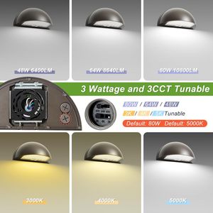 ไฟติดผนัง LED แบบครึ่งวงกลม ปรับได้ 3 ระดับวัตต์ และ 3 ระดับอุณหภูมิสี 120V-347V - Product Image 3