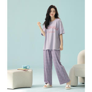 Manufacturer Custom Causal Sleep Lounge Wear Set <b>Women's</b> V-neck 2 Piece Oversized Breathable Cotton Ribbed Loungewear Sets <b>Women</b> - Product Image 5