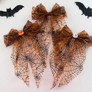 Halloween Hair <b>Clips</b> Large Mesh Bow <b>Spring</b> <b>Clip</b> Funny Pumpkin Party Costume Hair Accessories - Product Image 5
