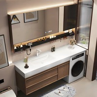 Mobile Lavanderia Tutto-in-Uno con Lavello, Mobile Bagno in Alluminio a Nido d'Ape, Combinazione Lavabo e Mobiletto