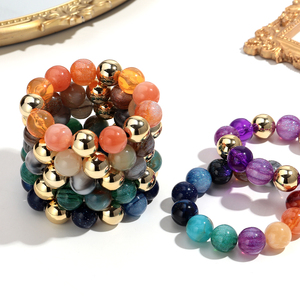 Giản Dị 2025 Mới Đầy Màu Sắc Long Lanh 16Mm Đính Cườm Vòng Đeo Tay Vàng CCB Vòng Hạt Hỗn Hợp Màu Sắc Acrylic Vòng Đeo Tay Đàn Hồi Phụ Nữ - Product Image 3