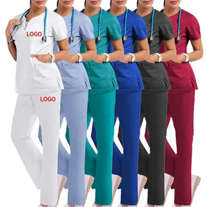 Custom Medical Fashion Jogger Scrubs Nurse Uniform Polyester Rayon Spandex Jogger Women Nurse Scrub Uniform Sets