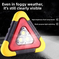 Triangle de signalisation pour voiture, réflecteur trépied, feu stop de sécurité éclairé, lampe d'urgence LED verticale à énergie solaire, matériau ABS