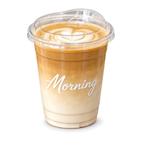 Gobelets à café glacé en PET transparent imprimés sur mesure avec couvercle en dôme, gobelets jetables pour boissons froides pour café, boulangerie, vente en gros