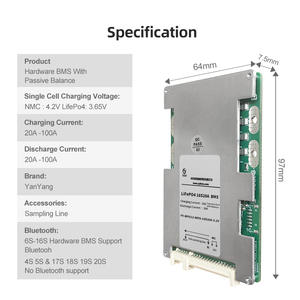 JCB Tractor 60V 18S BMS Board 20A 3,2 V LiFePO4 y LFP Sistemas de gestión de baterías 18S PCB y PCBA - Product Image 2