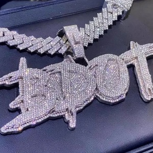 CUSTOM <b>MEN</b> HIP HOP STYLE ICED OUT VVS MOSSANITE MOISSANITE MULTI-LAYER INITIAL LETTER PENDANT <b>NECKLACE</b> in 925 STERLING <b>SILVER</b> - Product Image 2