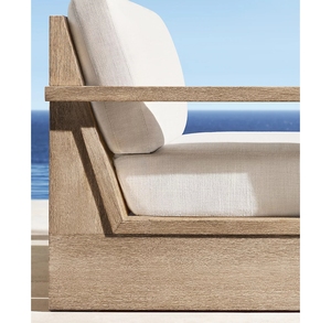 Ensemble de canapés d'extérieur en bois élégant et intemporel, résistant aux intempéries, en teck, avec des coussins doux et confortables - Product Image 6