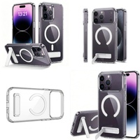 Coque arrière magnétique transparente avec cadre de maintien fin pour iPhone Pro Max 14 11 12 13 Mini 16 17 15 Series, étui anti-jaunissement