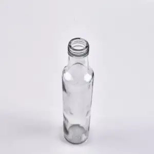 कम कीमत वाली प्राकृतिक 375 मिलीलीटर 500 मिलीलीटर जैतून का तेल की बोतल पारदर्शी रंग की गोल कांच की बोतल